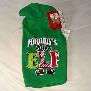 Green 'Mommy's Little Elf' Dog Hoodie
